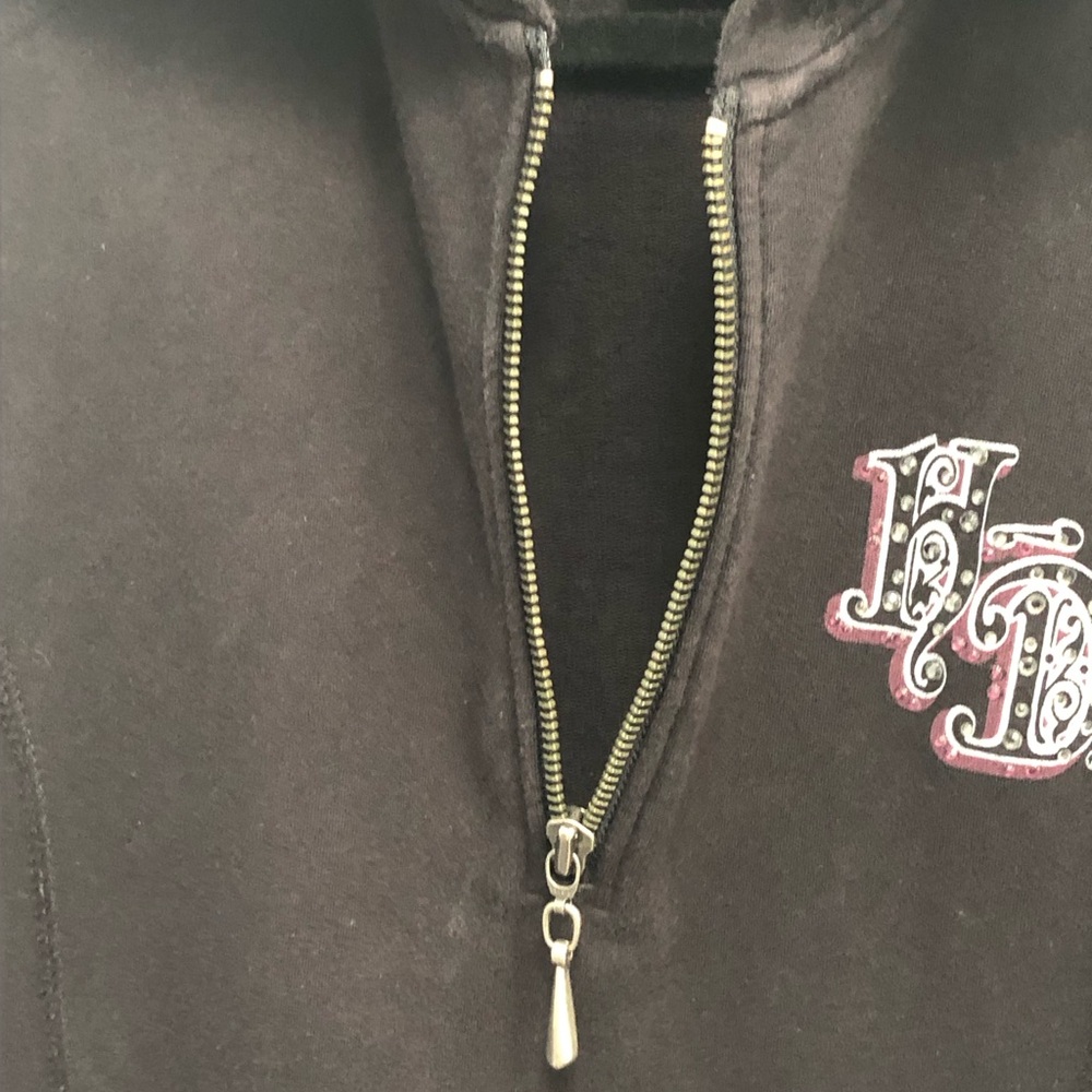 Harley Davidson Womens Medium 1/4 Zip Sweatshirt Hoodie Black Long Sleeve biker - Picture 6 of 16
